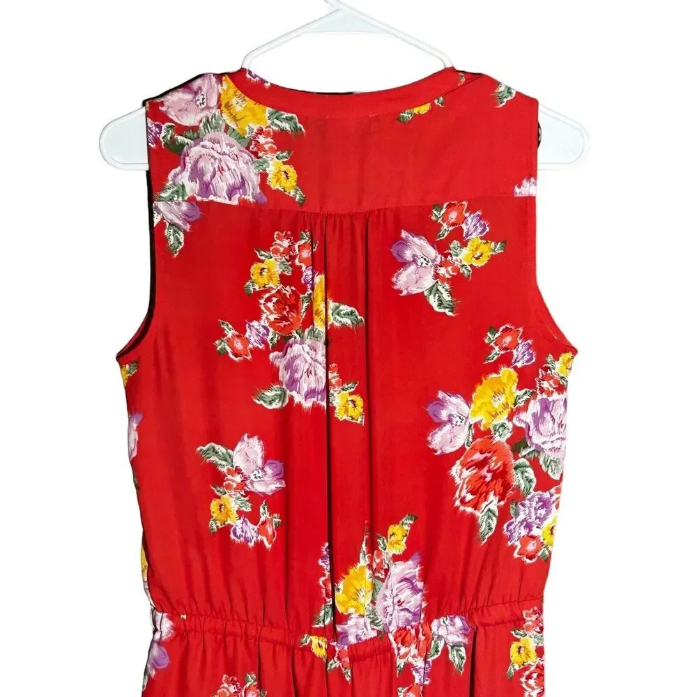 DALIA Women’s Floral Romper Dress Shorts Sleeveless V-Neck Coral Orange Size 2